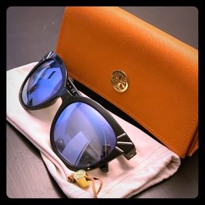 Tory Burch Blue Reflective Lens Cat Eye Sunglasses